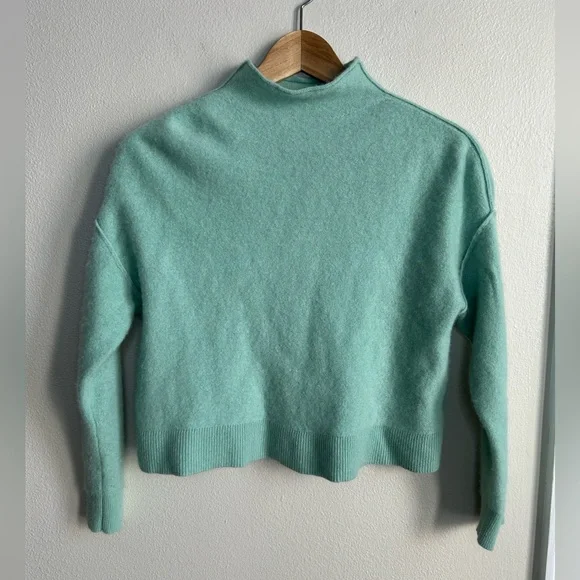 Anthropologie Pilcro 100% Cashmere Alani Mock Neck Sweater Mint Seafoam Green XS - Picture 4 of 9
